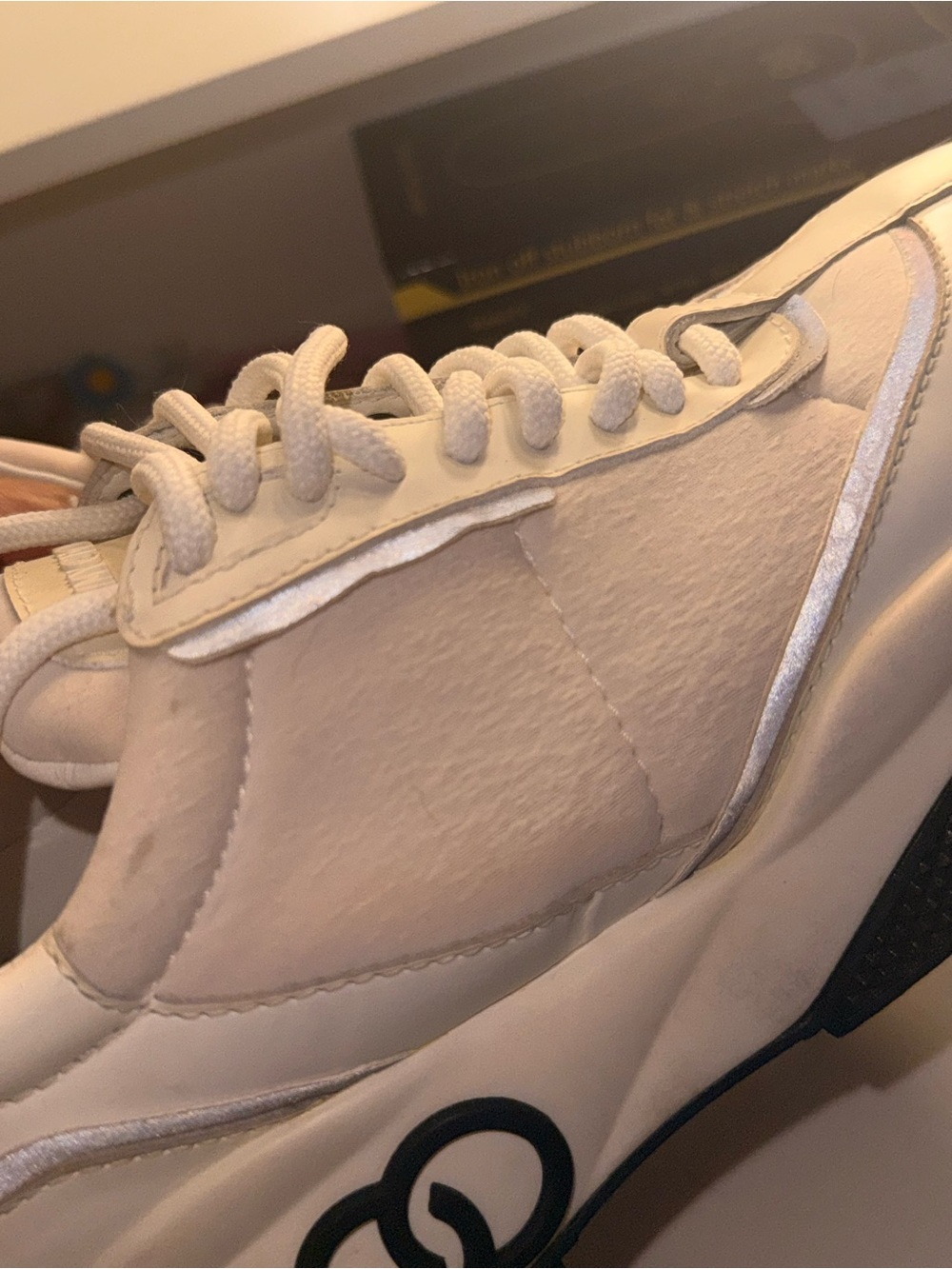 Jimmy Choo Taupe and Black Logo Platform Sneakers - Picture 3 of 9